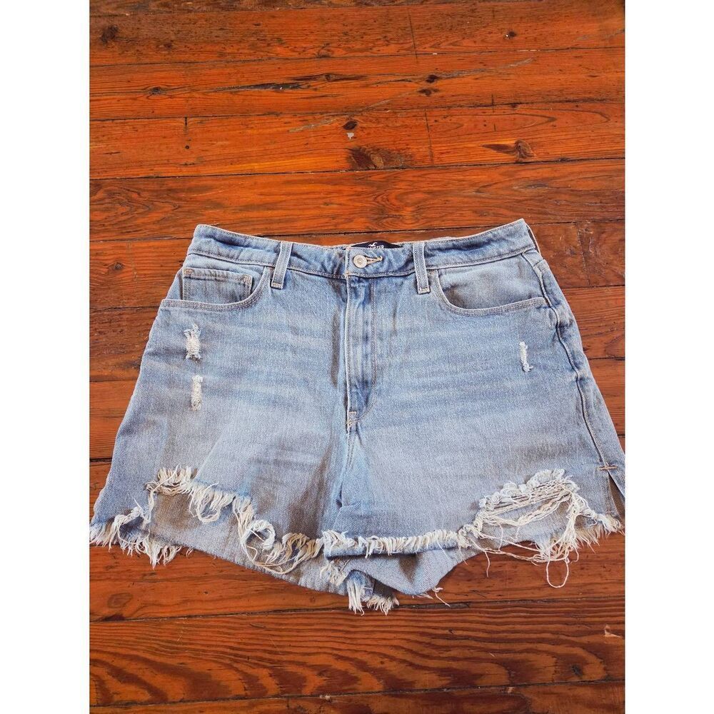 Hollister Light Blue Ultra High Rise Distressed Denim Shorts - Women